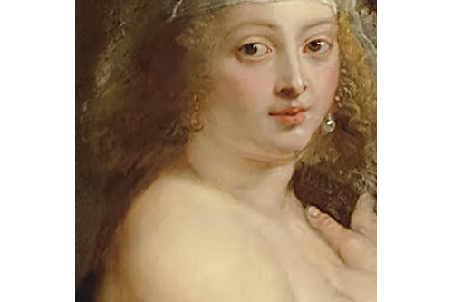 Partial painting of woman showing head and bare shoulder, an example of a creative tourism marketing and PR idea from the Vienna Tourist Board.